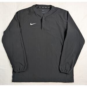 Nike Dri Fit Baseball Pullover Jacket Black Mens Large Long Sleeve Athletic